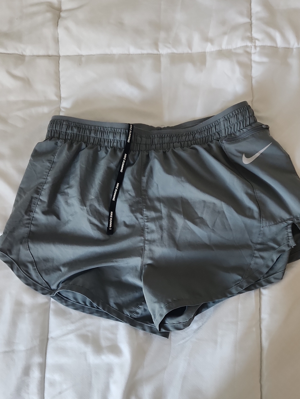 Nike Womens Slate Grey Athletic Shorts with Reflective Swoosh